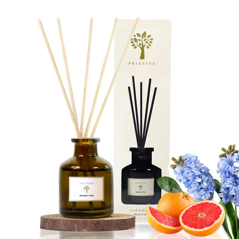PRISTINE Maldives Villa/Inspired by Marriott Hotel Reed Diffuser for Home | Citrusy Grapefruit, Apple/Ocean Breeze/Sandalwood Oil Reed Diffuser Set & Reed Diffuser Sticks | Home Decor Scent Diffuser - Image 2
